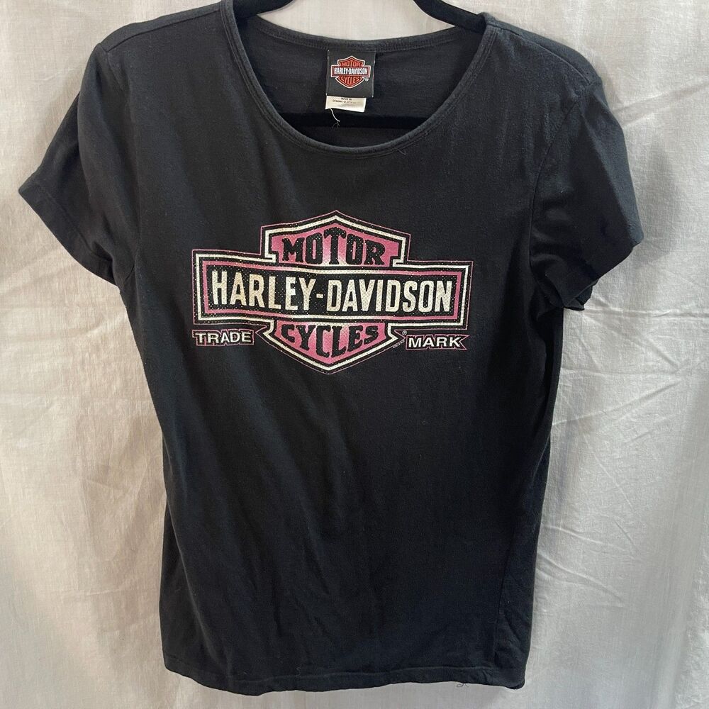 Harley Davidson Las Cruces NM Black Embellished T Shirt Womens Medium
